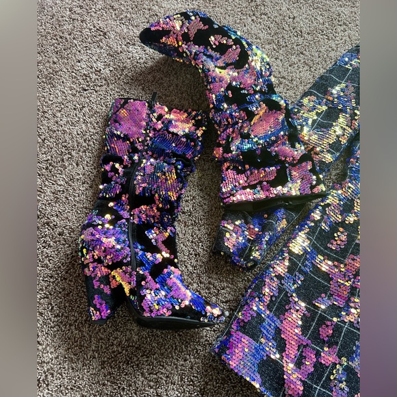 Eliya the label mini sequins blazer dress with matching booties dress xs shoes - Picture 2 of 2